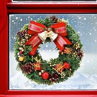 1pc Christmas Window Stickers With  20x30cm Picture Frame Wall Stickers Pvc Stickers Containing Christmas Wreath For The Elderly Rotating Train Christmas Tree Christmas Goddess Crystal Ball Christm miniinthebox - thumbnail