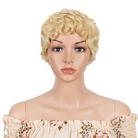 Pixie Cut Short Curly Bob 613 Blonde Wig None Lace Wigs Human Hair Glueless For Black Women Machine Made Curly Wig Lightinthebox - thumbnail