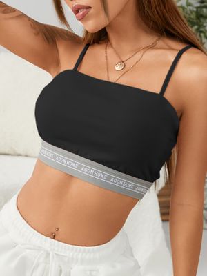 YOINS Letter Patchwork Adjustable Shoulder Straps Sleeveless Cami