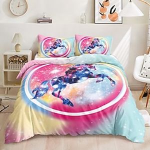 Cartoon Unicorn Pattern Duvet Cover Bedding Sets Comforter Cover with 1 Duvet Cover or Coverlet,1Sheet,2 Pillowcases for Double/Queen/King(1 Pillowcase for Twin/Single) miniinthebox