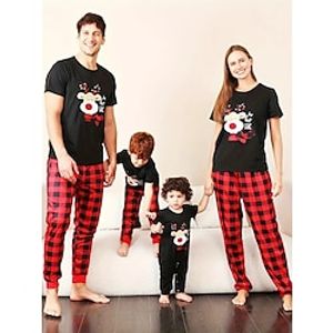 Santa Claus Reindeer Family Christmas Pajamas Nightwear Men's Women's Boys Girls' Family Matching Outfits Christmas New Year Christmas Eve Kid's Adults' Home Wear Polyester Top Pants miniinthebox