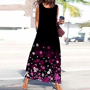 Women's A Line Dress Maxi long Dress Green Pink Sleeveless Floral Pocket Print Spring Summer Round Neck Stylish Casual Vacation 2022 S M L XL XXL 3XL Lightinthebox