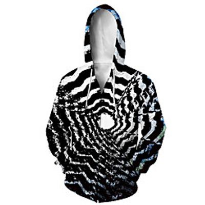 Men's Zip Up Hoodie Sweatshirt Animal 3D Casual Daily 3D Print Casual Hoodies Sweatshirts  Black And White miniinthebox