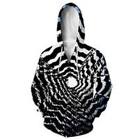Men's Zip Up Hoodie Sweatshirt Animal 3D Casual Daily 3D Print Casual Hoodies Sweatshirts  Black And White miniinthebox - thumbnail