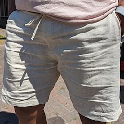 Men's Shorts Linen Shorts Summer Shorts Pocket Drawstring Elastic Waist Plain Comfort Breathable Short Casual Holiday Going out Linen / Cotton Blend Fashion Streetwear Black Yellow miniinthebox