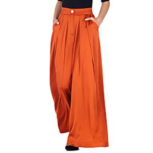 Women's Stylish Chino Comfort Daily Weekend Culotte Pants Plain Full Length Novelty Pocket Orange Lightinthebox