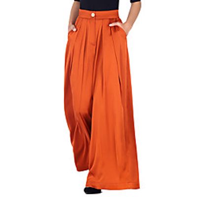 Women's Stylish Chino Comfort Daily Weekend Culotte Pants Plain Full Length Novelty Pocket Orange Lightinthebox