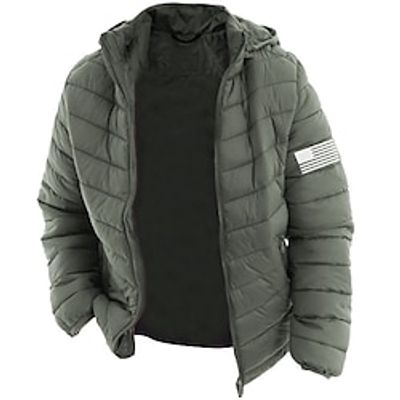 Graphic National Flag Casual Men's Coat Parka Daily Holiday Going out Fall  Winter Hooded Long Sleeve Black Army Green Dark Blue XS S M Polyester Jacket Lightinthebox