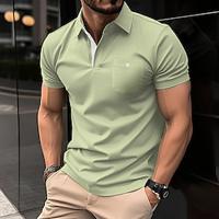 Men's Polo Polo Shirt Formal Work Classic Short Sleeves Fashion Modern Solid / Plain Color Basic Spring Summer Regular Fit Apple Green Polo Lightinthebox