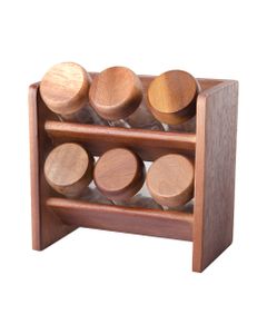 Billi Spice Rack with 6 Bottles Wooden Stand