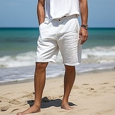 Men's Shorts Linen Shorts Summer Shorts Button Pocket Straight Leg Plain Comfort Breathable Short Casual Daily Holiday Linen Cotton Blend Fashion Designer White miniinthebox Men's Shorts Linen Shorts Summer Shorts Button Pocket Straight Leg Plain Comfort Breathable Short Casual Daily Holiday Linen Cotton Blend Fashion Designer White miniinthebox