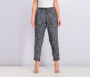 Womens Petite Printed Pants  Black