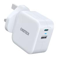 Choetech 38W Dual Ports Fast Charger Adapter, White - PD5002