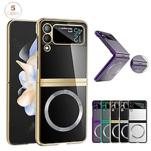 Phone Case For Samsung Galaxy Flip Z Flip 4 Z Flip 3 Plating Flip Magnetic Solid Colored PC miniinthebox