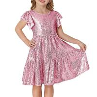 Girl Sequin Dress Ruffle Sleeve A-Line Holiday Party Dress 5-12Years Lightinthebox