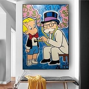 Handmade Hand Painted Oil Painting Wall Alec Graffiti Monopoly Millionaire Money Painting Home Decoration Decor Rolled Canvas No Frame Unstretched miniinthebox