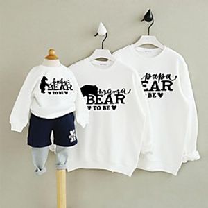 Family Look Tops Bear White Daily Matching Outfits miniinthebox