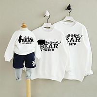 Family Look Tops Bear White Daily Matching Outfits miniinthebox - thumbnail