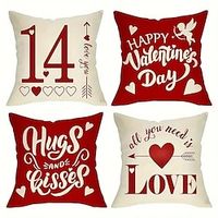 4PCS Valentine's Day Double Side Pillow Cover Soft Decorative Square Cushion Case Pillowcase for Bedroom Livingroom Sofa Couch Chair miniinthebox