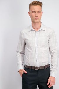 Mens Extra-Slim Fit Stretch Multi-Check Dress Shirt  Purple Combo