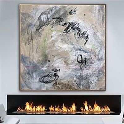 Large Handmade Abstract Gray Paintings Hand Painted Oil Painting Wall On Canvas Aesthetic Painting Expressionist Art Acrylic Painting Home Decoration Decor miniinthebox
