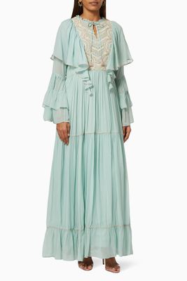 Art Deco Frill Dress in Georgette Art Deco Frill Dress in Georgette
