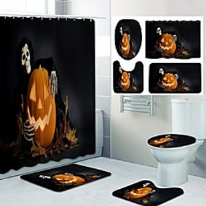 Halloween Night Pumpkin Pattern PrintingBathroom Shower Curtain Leisure Toilet Four-Piece Design miniinthebox