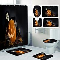 Halloween Night Pumpkin Pattern PrintingBathroom Shower Curtain Leisure Toilet Four-Piece Design miniinthebox - thumbnail