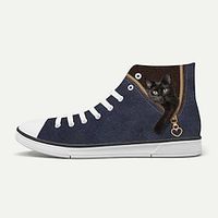 Women's Sneakers Print Shoes Animal Print Plus Size Daily Cat 3D Flat Heel Classic Casual Canvas Lace-up Wine Blue Brown Lightinthebox - thumbnail