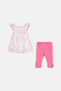 Baby Girls 2pcs. Printed Top & Leggings  White/Purple