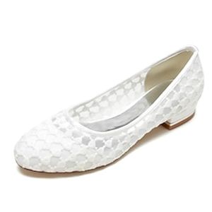 Women's Wedding Shoes Flats Ladies Shoes Valentines Gifts White Shoes Wedding Party Daily Embroidered Wedding Flats Bridal Shoes Bridesmaid Shoes Embroidery Flat Heel Round Toe Cute Minimalism Knit Lightinthebox