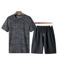 Men's T-shirt Suits Tracksuit Tennis Shirt Shorts and T Shirt Set Color Block Crewneck Daily Wear Vacation Short Sleeves Patchwork Clothing Apparel Gymnatics miniinthebox - thumbnail