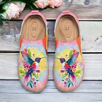 Women's Sneakers Flats Slip-Ons Print Shoes Slip-on Sneakers Daily Vacation Travel Floral Bird 3D Flat Heel Vacation Casual Comfort Walking Canvas Loafer Yellow Purple Lightinthebox