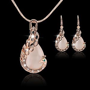 Women's Drop Earrings Pendant Necklace Hollow Out Peacock Stylish Classic Gold Plated Earrings Jewelry Pink For Wedding Party 1 set miniinthebox