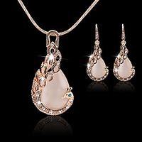 Women's Drop Earrings Pendant Necklace Hollow Out Peacock Stylish Classic Gold Plated Earrings Jewelry Pink For Wedding Party 1 set miniinthebox - thumbnail