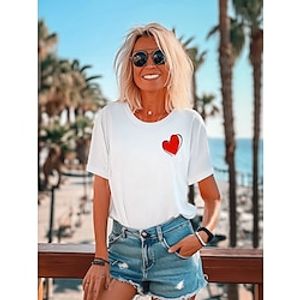 Women's T shirt Tee 100% Cotton Shamrock Valentine's Day Holiday White Print Short Sleeve Fashion Basic Round Neck Regular Fit Summer Lightinthebox