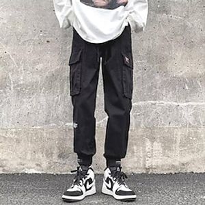 Men's Slacks Pocket Solid Colored Ankle-Length Casual Daily Cotton Blend Stylish Chino Black Army Green Inelastic Lightinthebox