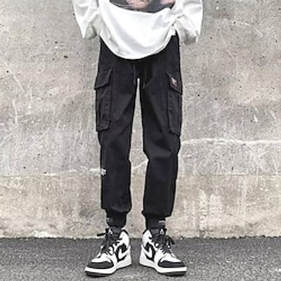 Men's Slacks Pocket Solid Colored Ankle-Length Casual Daily Cotton Blend Stylish Chino Black Army Green Inelastic Lightinthebox