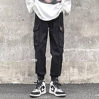 Men's Slacks Pocket Solid Colored Ankle-Length Casual Daily Cotton Blend Stylish Chino Black Army Green Inelastic Lightinthebox - thumbnail