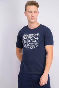 Mens Graphic Print Tee  Navy