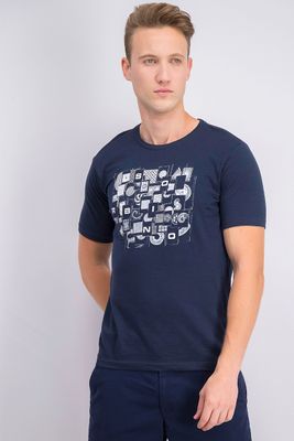 Mens Graphic Print Tee  Navy
