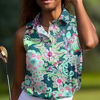 Women's Golf Shirt Polo Tennis Shirt Breathable Quick Dry Moisture Wicking T Shirt Top Regular Fit Printed Summer Gym Workout Tennis Badminton Micro-elastic Lightweight Lightinthebox - thumbnail