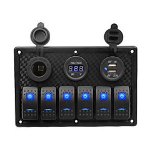 DC12V  24V Car ChargerCigarette Lighter5PIN Dual-lamp 6-position Switch Cigarette Holder Double USB Voltmeter Combination Panel  IP65  Wide Use Lightinthebox