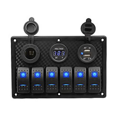 DC12V  24V Car ChargerCigarette Lighter5PIN Dual-lamp 6-position Switch Cigarette Holder Double USB Voltmeter Combination Panel  IP65  Wide Use Lightinthebox