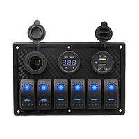 DC12V  24V Car ChargerCigarette Lighter5PIN Dual-lamp 6-position Switch Cigarette Holder Double USB Voltmeter Combination Panel  IP65  Wide Use Lightinthebox - thumbnail