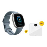 Fitbit Versa 4 Fitness Smartwatch - Waterfall Blue/Platinum + Fitbit Aria Air White Smart Scale (Bundle) - thumbnail