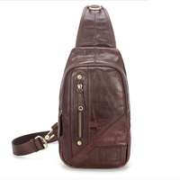 Ekphero Vintage Genuine Leather Crossbody Bag Chest Bag For