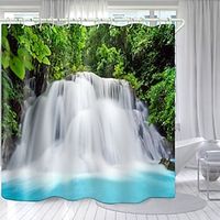 River Waterfall Series Bathroom Deco Shower Curtain with Hooks Bathroom Decor Waterproof Fabric Shower Curtain Set with12 Pack Plastic Hooks Lightinthebox - thumbnail
