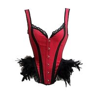 Women's Black and Red Corsets Dark Purple Corsets Shapewear Patchwork Corsets Party Halloween Club Polyester Breathable Straps Sleeveless Backless Feather Summer Spring Red Purple Lightinthebox - thumbnail