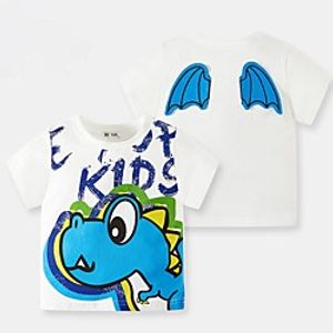 Kids Boys' T shirt Short Sleeve White Cartoon Dinosaur Letter Indoor Outdoor Active Daily 2-8 Years Lightinthebox